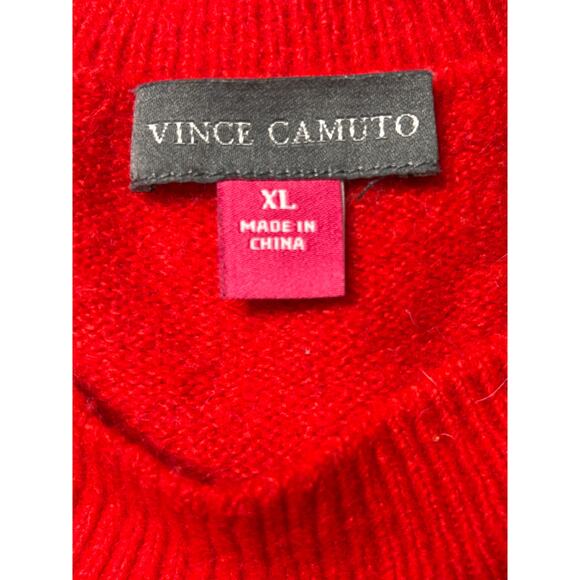 Vince Camuto Christmas Sweater Crew Neck Knit Pullover Cozy Holidays Sz XL Red - Picture 4 of 5
